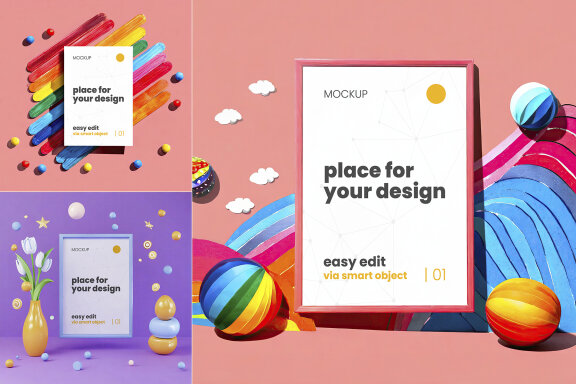 Creative Colorful Frame Poster Mockups