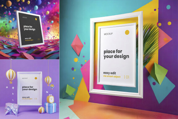 Creative Colorful Frame Poster Mockups