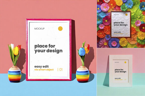 Creative Colorful Frame Poster Mockups