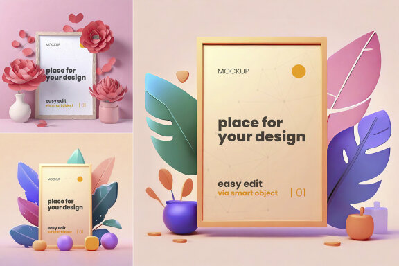 Flower and Plants Frames Poster Mockups