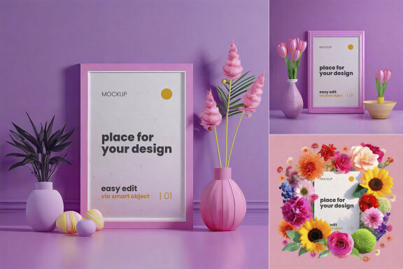 Flower and Plants Frames Poster Mockups