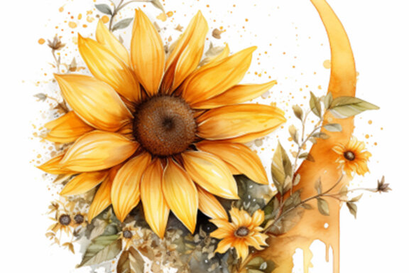 watercolor sunflower