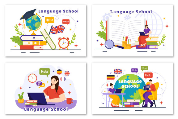 12 Language School Illustration