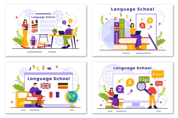 12 Language School Illustration