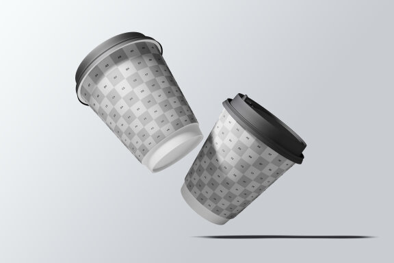 Flying Paper Cup Mockup