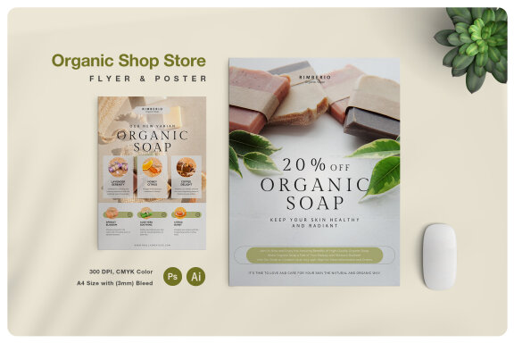 Organic Soap Store Flyer and Poster