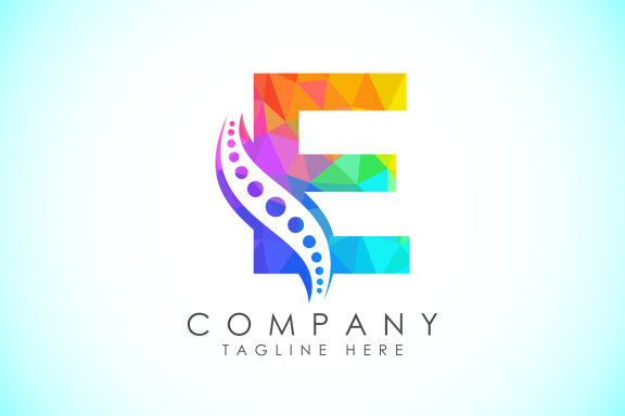 Polygonal alphabet with chiropractic spine logo