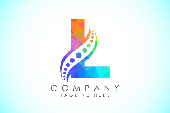 Polygonal alphabet with chiropractic spine logo