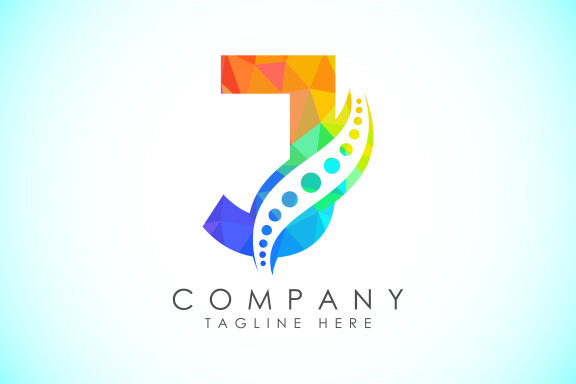 Polygonal alphabet with chiropractic spine logo
