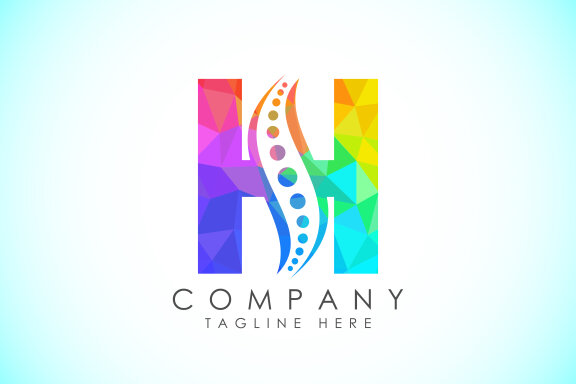 Polygonal alphabet with chiropractic spine logo