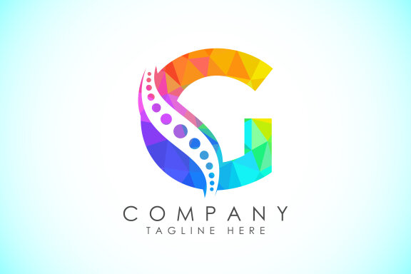 Polygonal alphabet with chiropractic spine logo