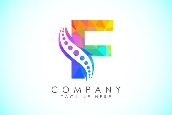 Polygonal alphabet with chiropractic spine logo