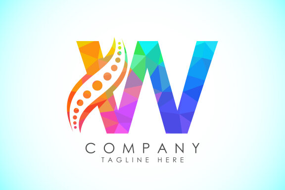 Polygonal alphabet with chiropractic spine logo