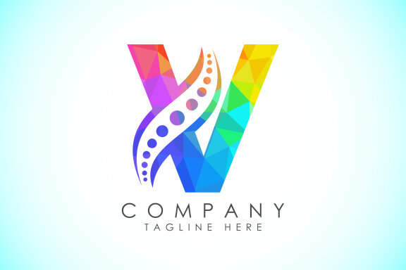 Polygonal alphabet with chiropractic spine logo