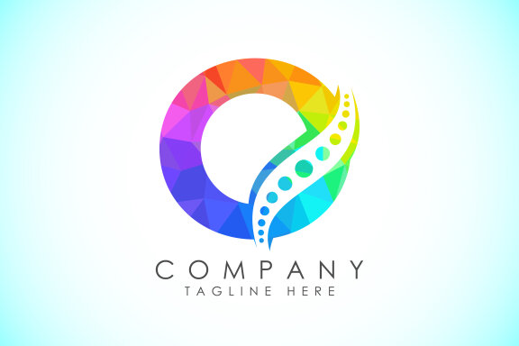 Polygonal alphabet with chiropractic spine logo