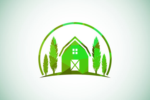 Farm house low poly style logo