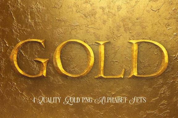 4 Golden PNG Alphabets