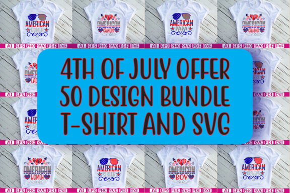 Happy 4th Of July SVG And T-shirt Design Bundle