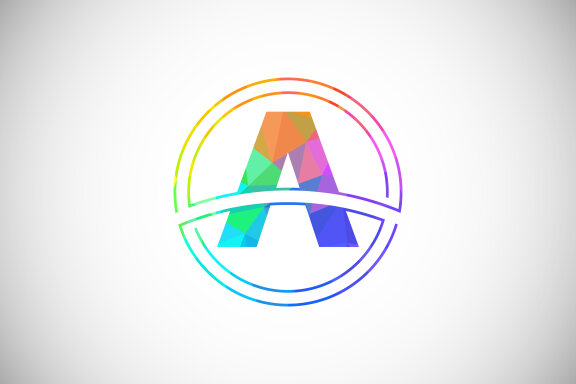 Low poly style letter with a circle frame
