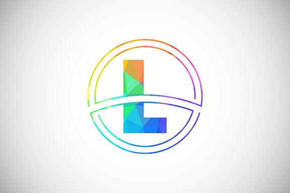 Low poly style letter with a circle frame