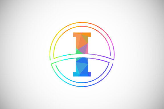 Low poly style letter with a circle frame