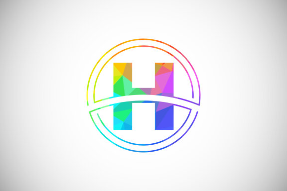 Low poly style letter with a circle frame