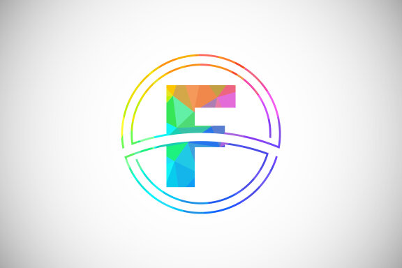 Low poly style letter with a circle frame