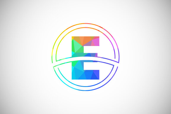 Low poly style letter with a circle frame