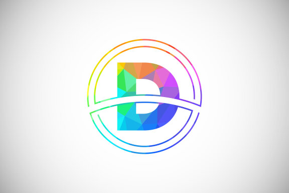 Low poly style letter with a circle frame