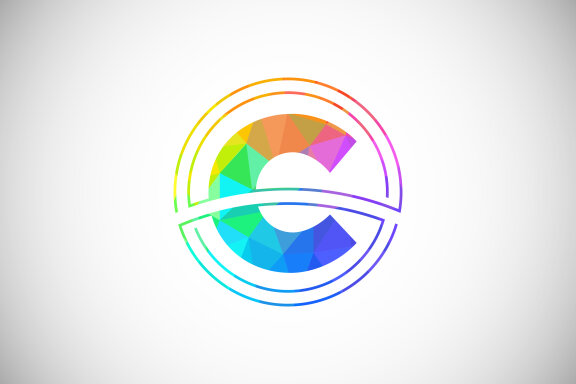 Low poly style letter with a circle frame