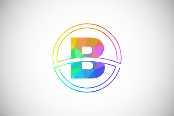 Low poly style letter with a circle frame