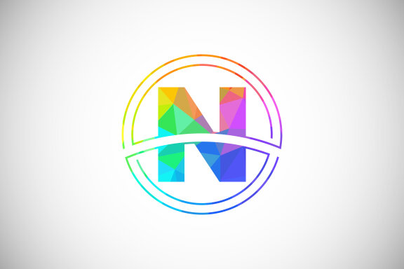 Low poly style letter with a circle frame