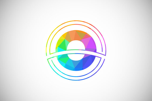 Low poly style letter with a circle frame