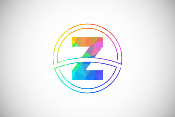 Low poly style letter with a circle frame