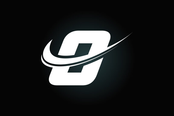 Initial letter with swoosh, black and white logo