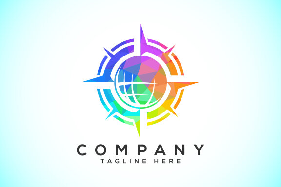Polygonal Compass Concept Logo Design