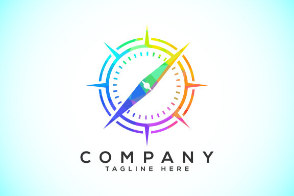 Polygonal Compass Concept Logo Design