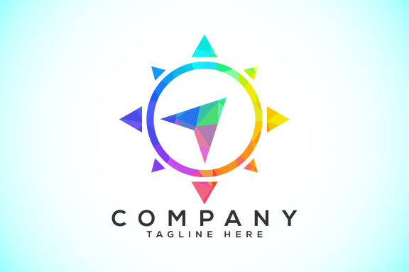 Polygonal Compass Concept Logo Design