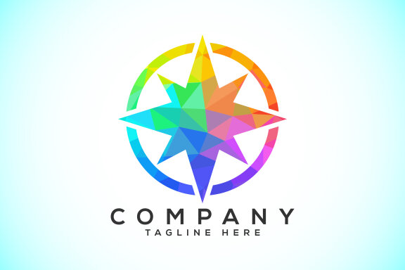 Polygonal Compass Concept Logo Design