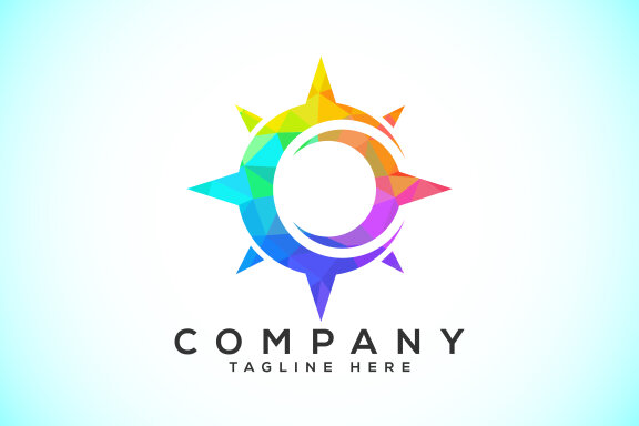 Polygonal Compass Concept Logo Design