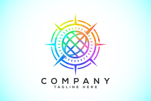 Polygonal Compass Concept Logo Design