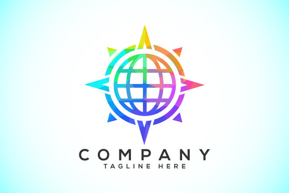 Polygonal Compass Concept Logo Design