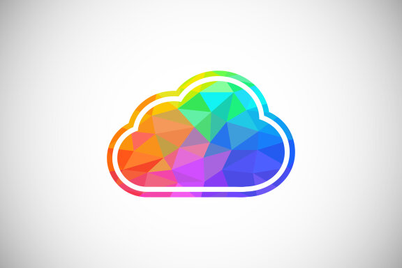 Polygonal low poly cloud computing logo