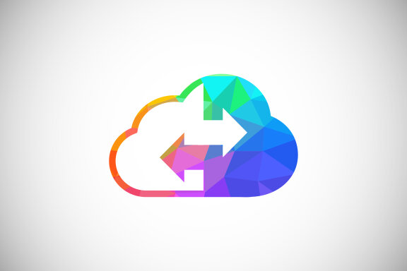 Polygonal low poly cloud computing logo