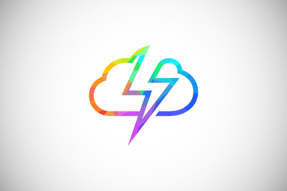 Polygonal low poly cloud computing logo