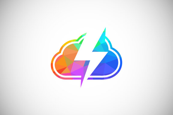 Polygonal low poly cloud computing logo