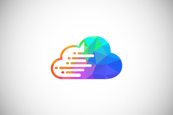 Polygonal low poly cloud computing logo