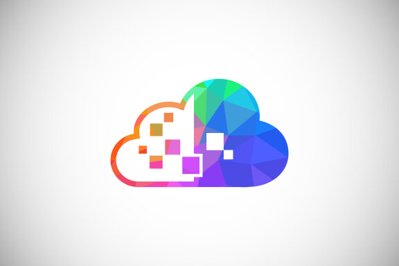 Polygonal low poly cloud computing logo