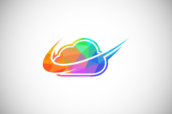 Polygonal low poly cloud computing logo