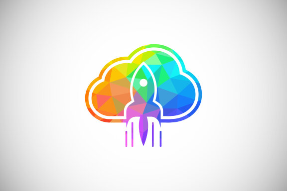 Polygonal low poly cloud computing logo